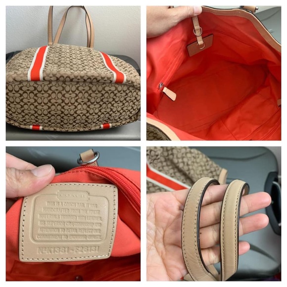 Coach 🍊Signature Stripe Devin Large Tote - Picture 2 of 2